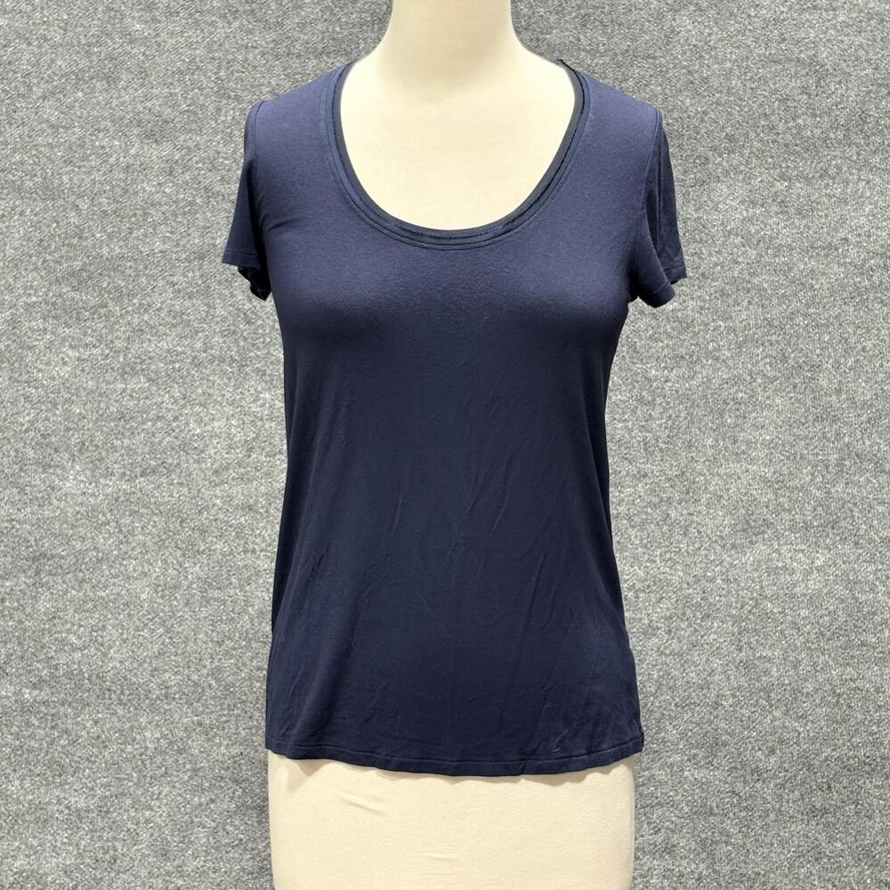 Pure + Good Shirt Womens XS Blue Scoop Neck Short Sleeve Jersey Stretch Top